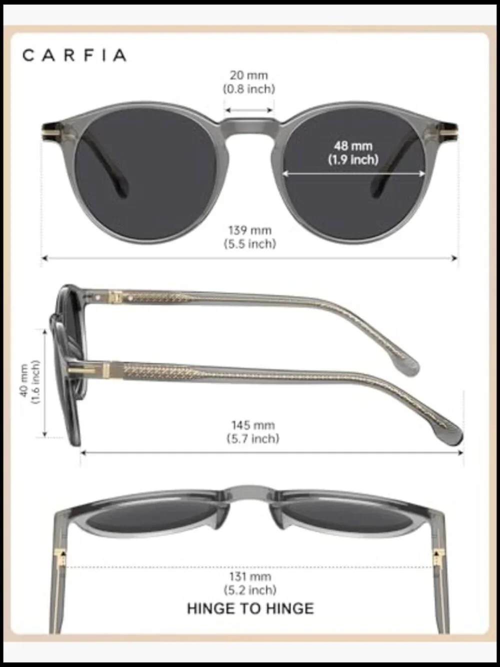 Round Acetate Polarized Sunglasses with UV Protection Men Keyhole Style